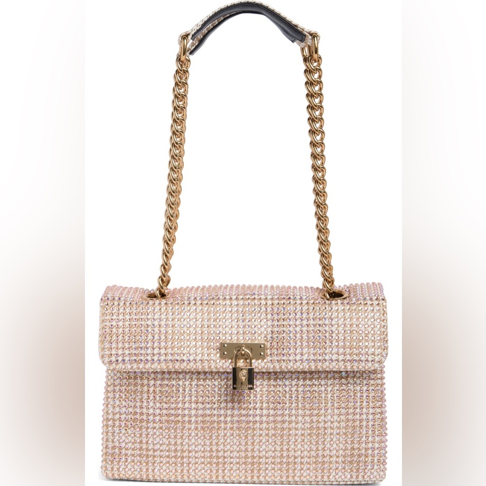 Kurt Geiger London Brixton Lock Shoulder Bag Open Beige NWT